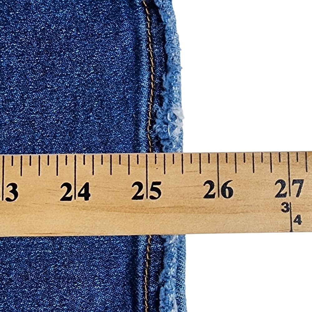 Risen Jeans Womens 11/30 Blue Button Fly Flare Distressed Denim - Picture 11 of 11